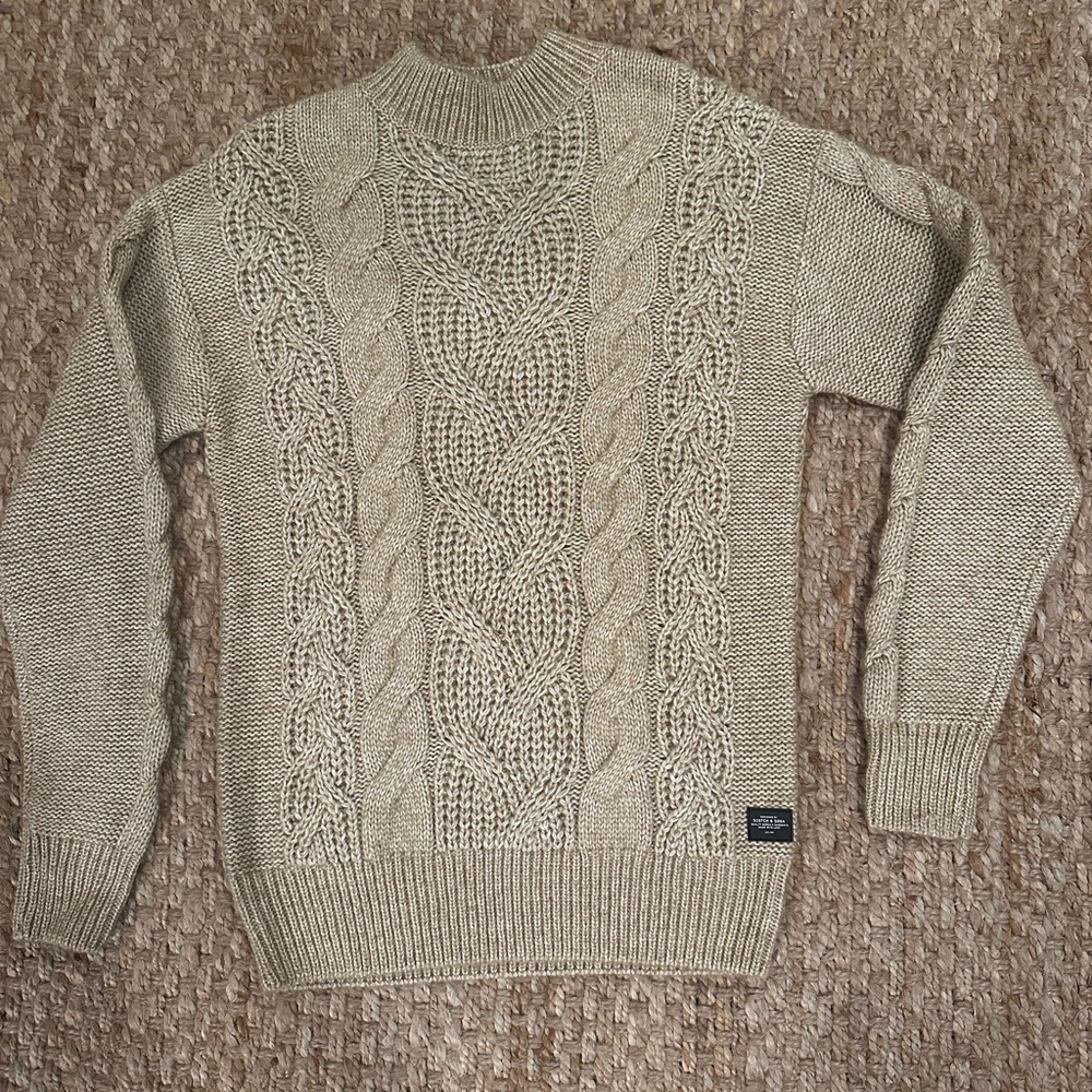 Scotch and Soda Men's Beige Cable Knit Sweater